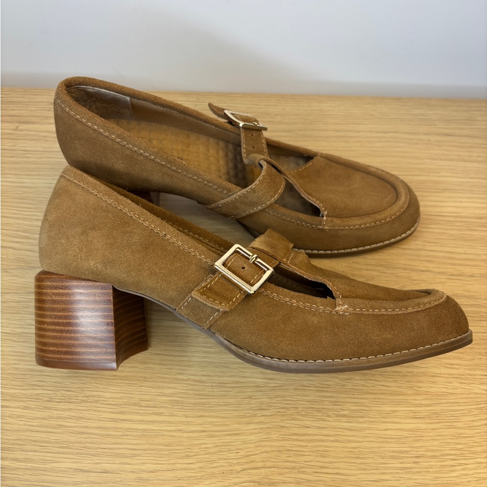 Kelsi Dagger‎ Brooklyn Caleb T Strap Suede MaryJane Woman’s  9.5 Block Heels